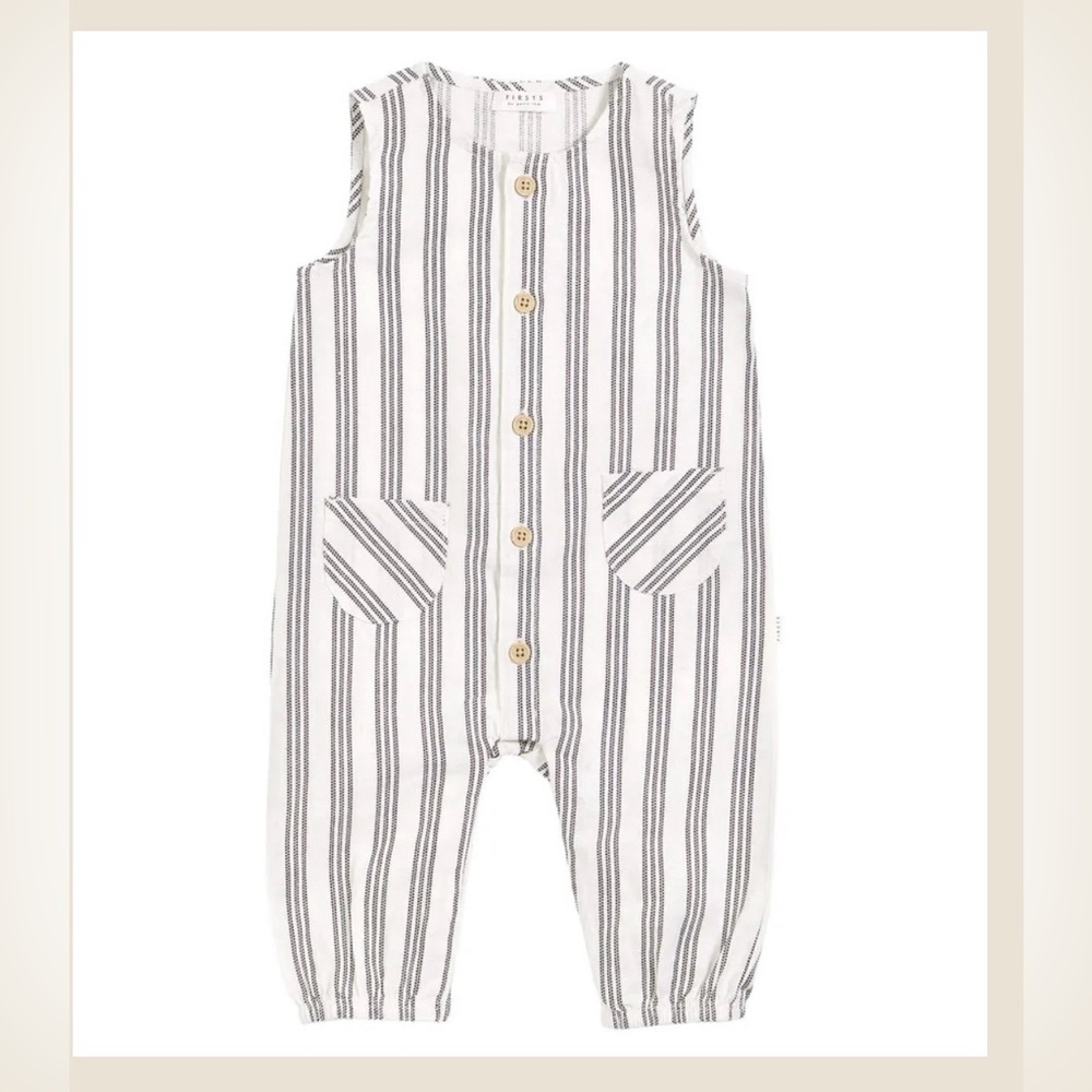 Firsts by Petit Lem Sleeveless Striped Playsuit - EUC